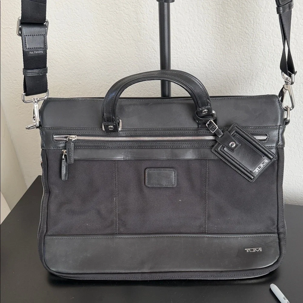 Tumi Black Slim Leather Briefcase